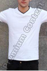 Upper Body Man White Casual T shirt Slim